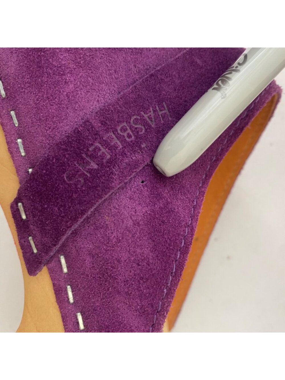 Swedish Hasbeens Husband Clogs Shoes Purple Suede - Picture 9 of 12